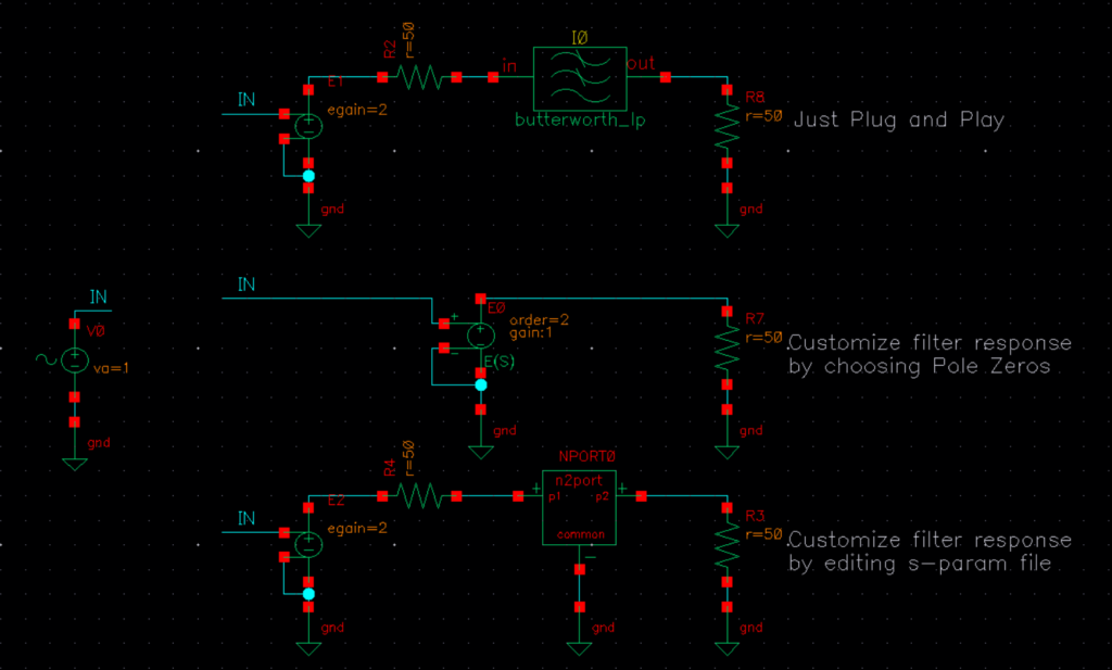 three ways to define an ideal low pass filter in cadence