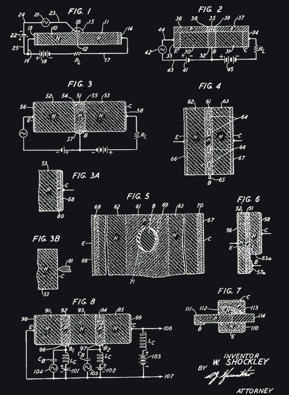Shockley's patent on various configurations of junctions that could work as an amplifier
